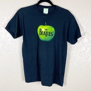 The Beatles green apple graphic logo black tee shirt